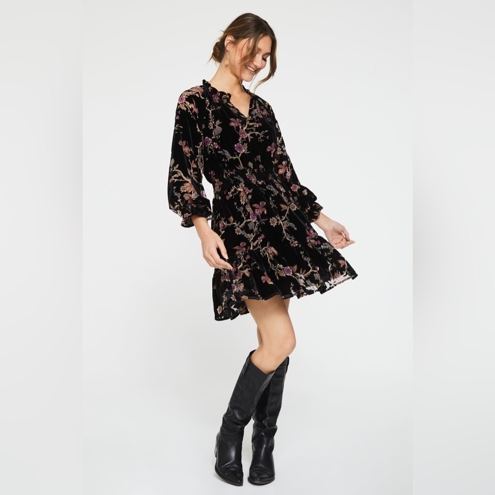 Another Love Anais Ruffle Dress Blossoms Burnout XS